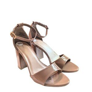 Madden Girl Tanya Tan Patent Ankle Strap Block Heel Sandals Size 6.5 New w/o Box